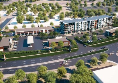 Birdseye View from South looking North on Complete Project - Three Robins Riverside