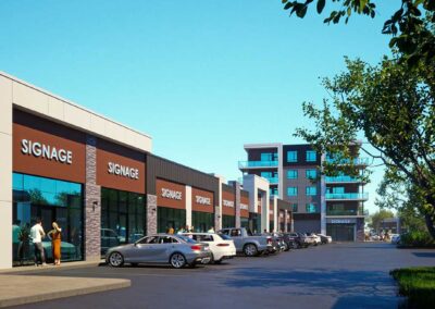 Ground Level Facing East with Building 1 in Background - Three Robins Riverside