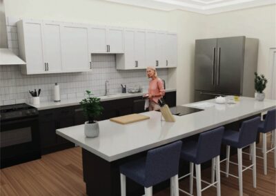 Three Robins Riverside - Demo Kitchen Rendering