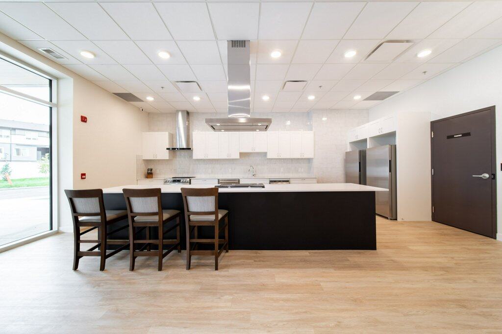 Demonstration Kitchen in Three Robins Riverside, independent senior living in St. Albert