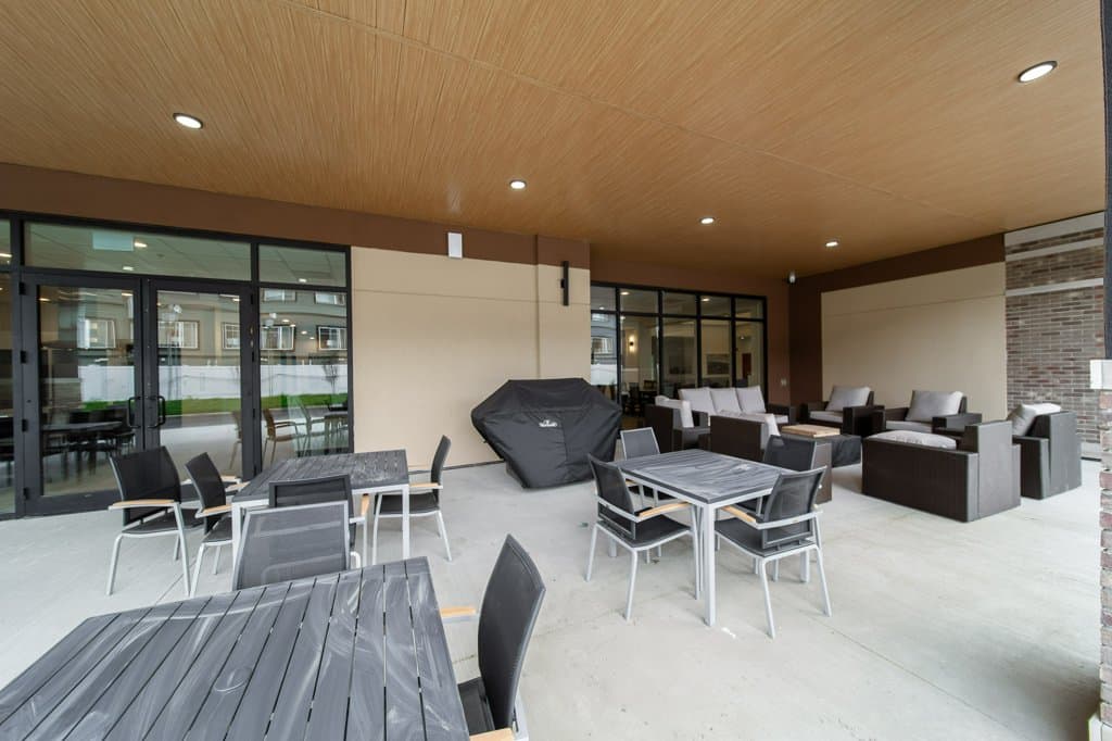 Main Floor Patio in Three Robins Riverside, independent senior living in St. Albert