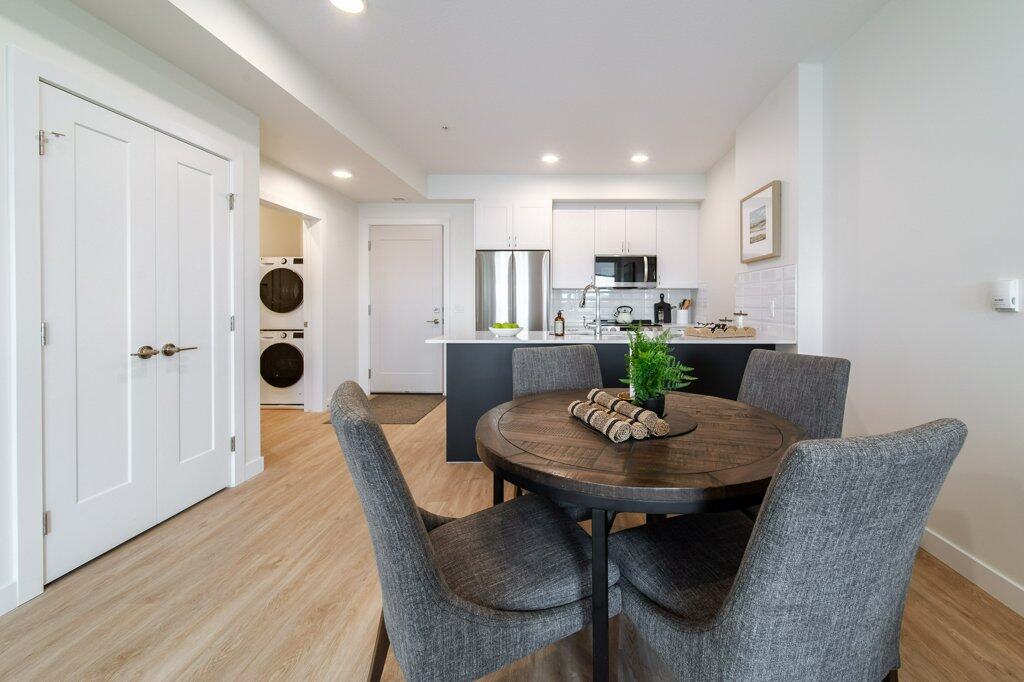 Dining Room in a two-bedroom suite at Three Robins Riverside, independent senior living in St. Albert